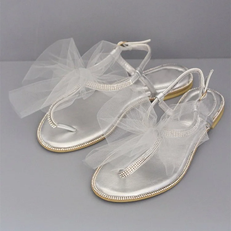 Champagne Rhinestone Mesh Bridal Flip Flops Vdcoo