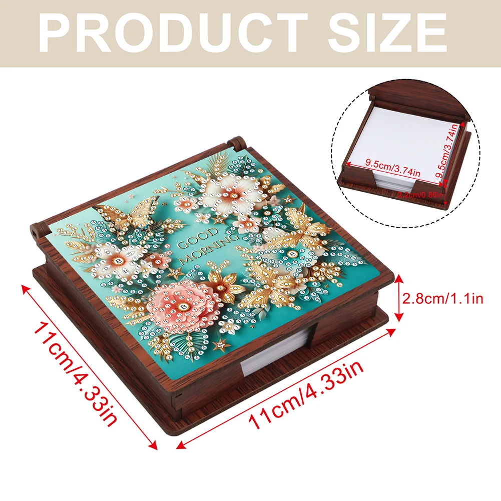 Wooden 5D Diamond Painting Kit Note Box DIY Diamond Art Notepad Box (Butterfly)