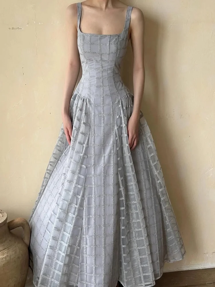 Lit Blue Simple And Elegant Long Tulle Formal Prom Dress