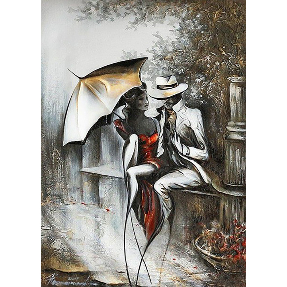 

30*40CM - Elegant Lovers - Round Drill Diamond Painting, 501 Original