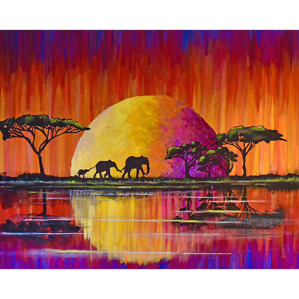 Elephants 40*50cm(canvas) full round drill diamond painting