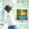 1PC-Diamonds Painting Stained Glass Seaside Wall Sticker Home Decor