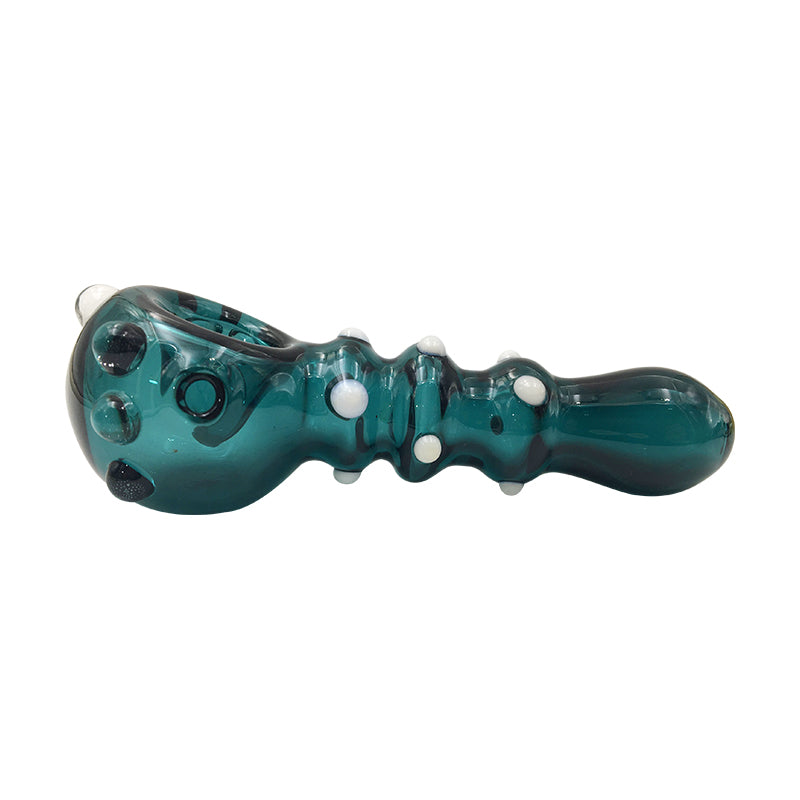 Inside-out Colored Stripes Spoon Pipe with Glass Marbles