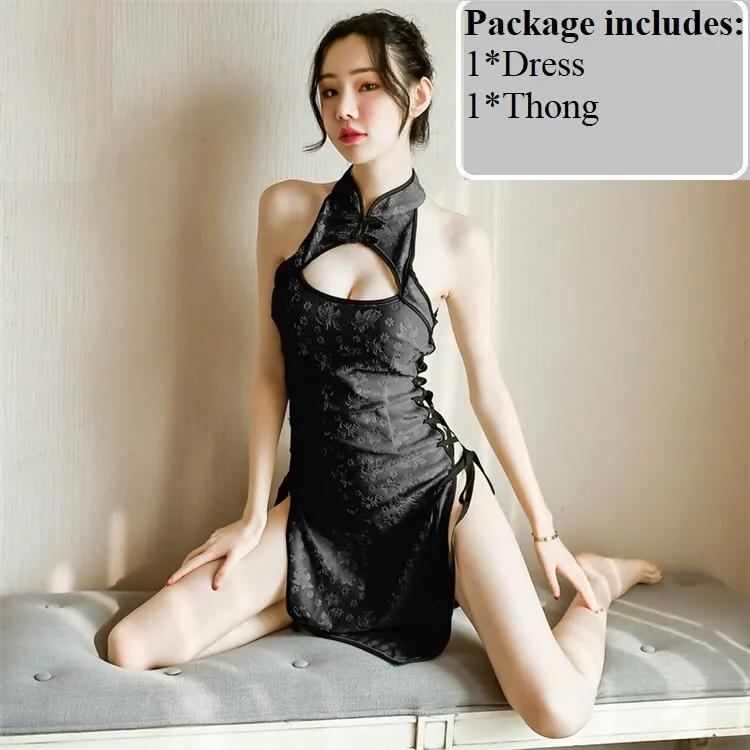 Billionm Sexy Cosplay Costume Women Cheongsam Anime Bodysuit Dress Lace Outfit Role Play Slim Fit Open Chest Uniform White Black