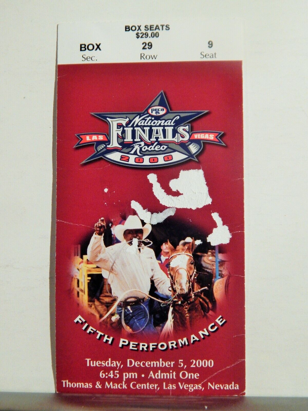 2000 NATIONAL FINALS RODEO LG ORIGINAL USED TICKET CALF ROPING COLOR Photo Poster painting