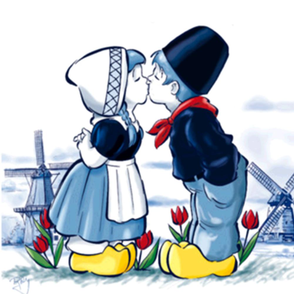 

30*30CM - Kiss Lovers - Round Drill Diamond Painting, 501 Original