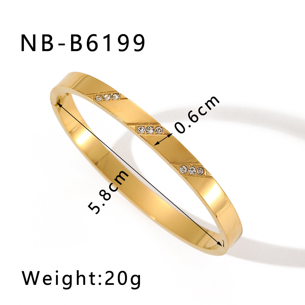 Stone Inlaid Stainless Steel Bracelet For Women Simple Design Bracelet Hand Environmentally Friendly Color Buckle Bracelet