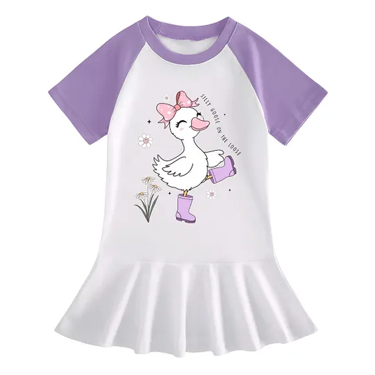 【18M-9Y】"Silly Goose On The Loose" Ruffle Dress For Girls