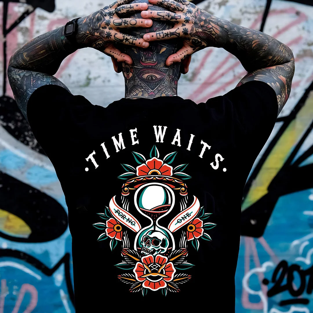 Time Waits For No One Printed Men's T-shirt -  