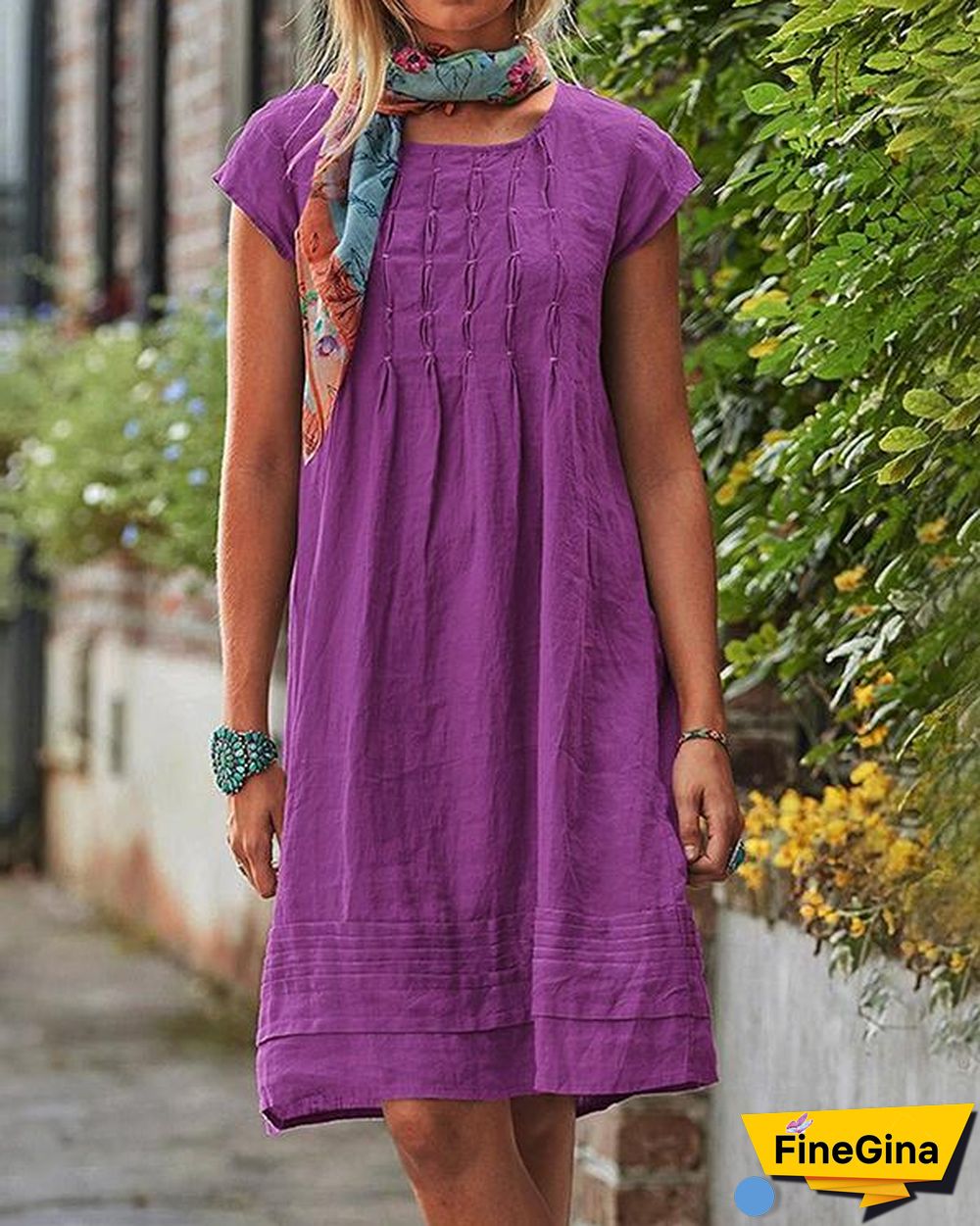 Vintage Casual Solid Linen Women Dresses