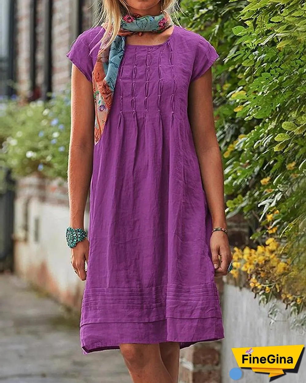 Vintage Casual Solid Linen Women Dresses