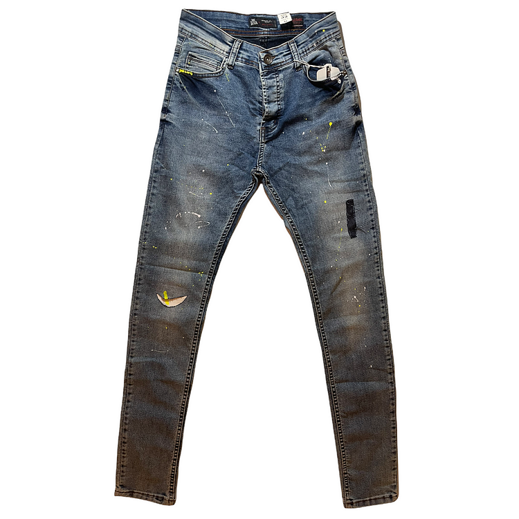 Blue Paint Splatter Jeans