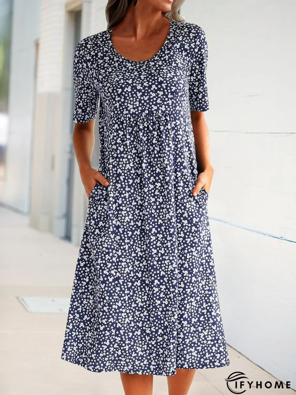 Summer Floral Pockets Midi Dress | IFYHOME