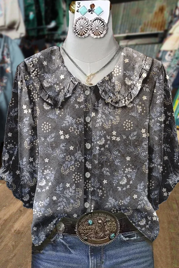 Wildflower Print Peter Pan Collar Top