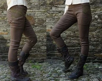 pornhint Pornhint COMBAT LINEN TROUSERS | Brown Tweed Trouser/Leggings, Bestseller, Celtic Leggings, Combat leggings, Folk Leggings, Fairy Leggings, Lycra.