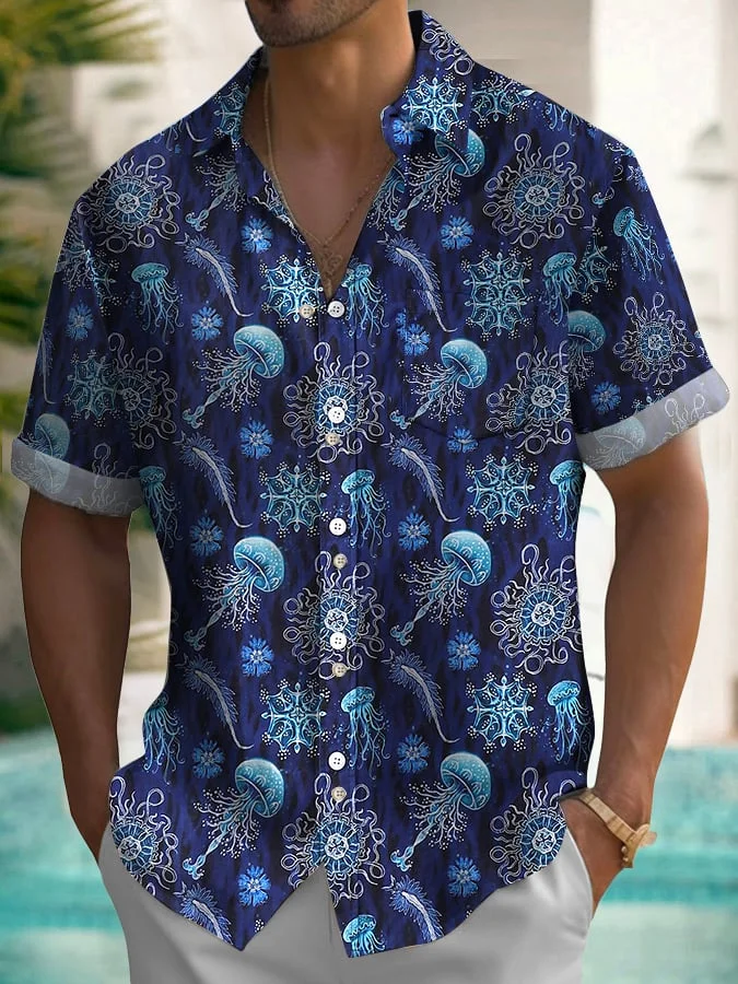 Men's Hawaiian Vacation Print Fashion Short Sleeve Shirt