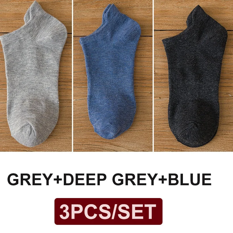 FINETOO 3 Pairs/Set Cotton Men's Socks Harajuku Boat Socks Lift Up Solid Colors Man Sock Sox  Male Invisible Short 38-44 Socks