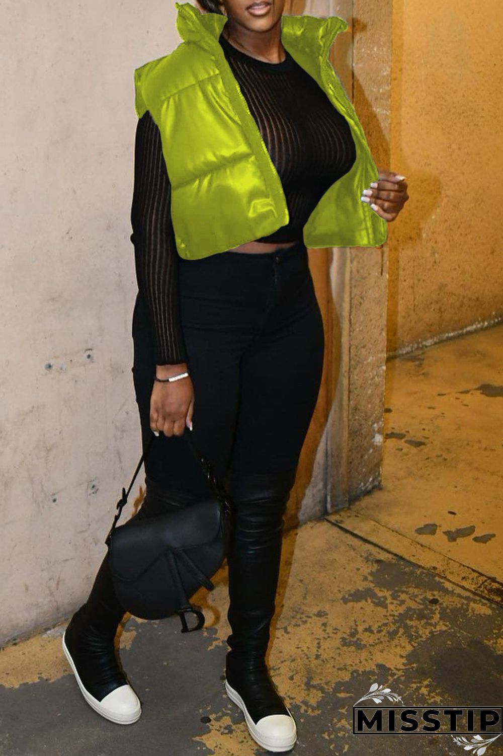 Black Fashion Casual Solid Cardigan Zipper Collar Outerwear