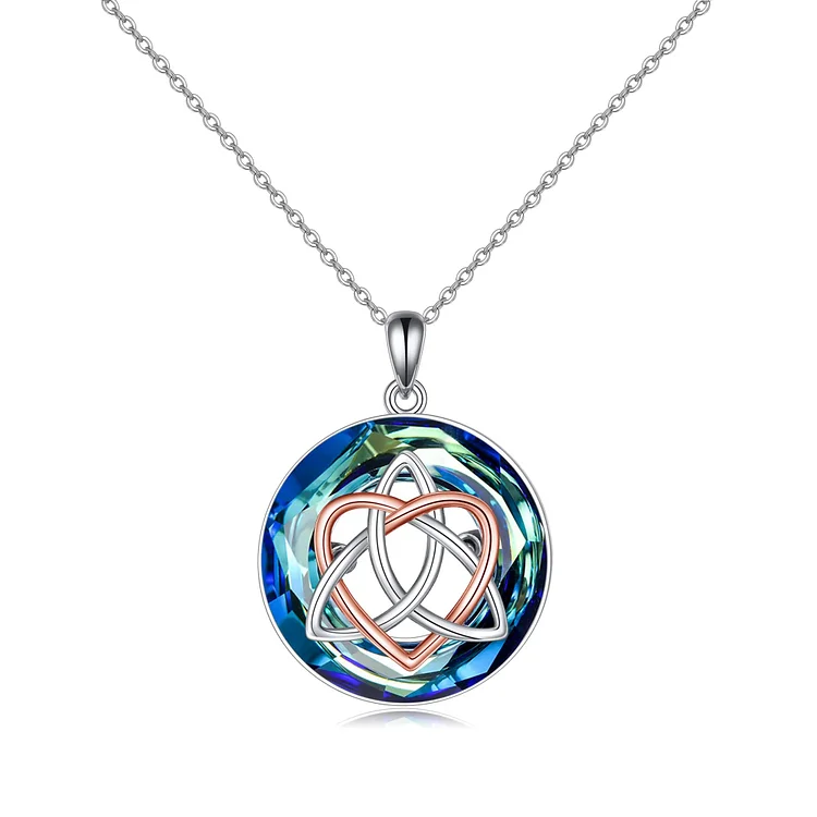 For Friend - S925 Thank You for being My Unbiological Sister Crystal Love Irish Knot Necklace