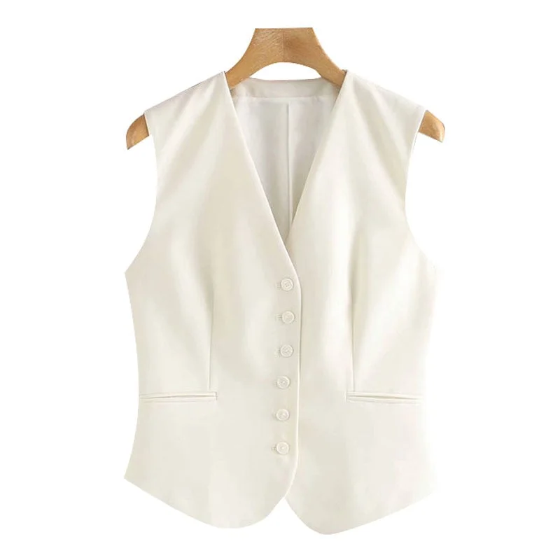 KPYTOMOA Women 2020 Fashion Office Wear Button-up Fitted Waistcoat Vintage V Neck Sleeveless Female Vest Outerwear Chic Tops