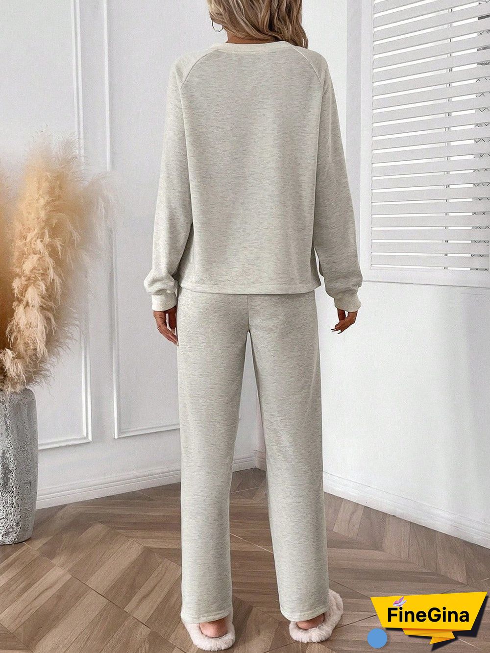 Comfy V-Neck Plain Two Piece Set