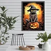 Diamond Painting-DIY Full Round Drill Black Cat Pumpkin Lamp