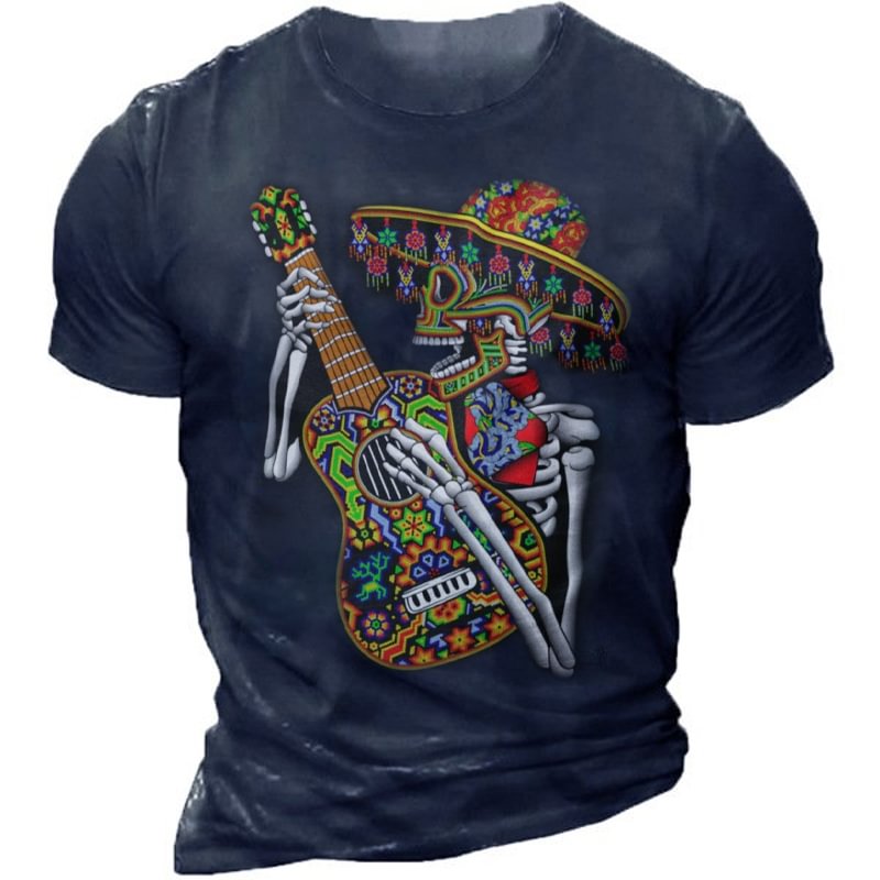 Men's Outdoor  Ethnic Print Short Sleeve T-shirt