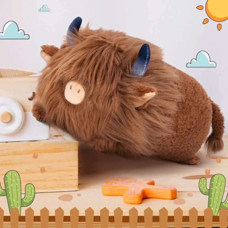 MeWaii® Fluffffy Family Highland Cattle Stuffed Animal Kawaii Plush Pillow Squishy Toy