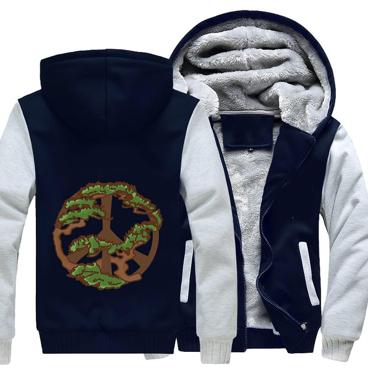 Peace Sign Pine Tree, World Peace Fleece Jacket