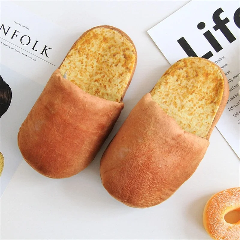 Women Indoor Slippers Winter 3D Bread Lovers Adult Slippers Floor Home Shoes Bedroom Warm Soft Slides Unisex Funny Gift SH09104