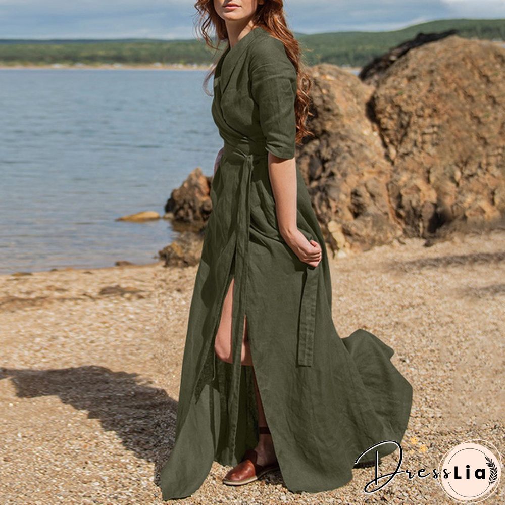 Women Vintage Party Dress Long Sleeve V Neck Office Lady Dress Autumn New Fashion Casual Dress