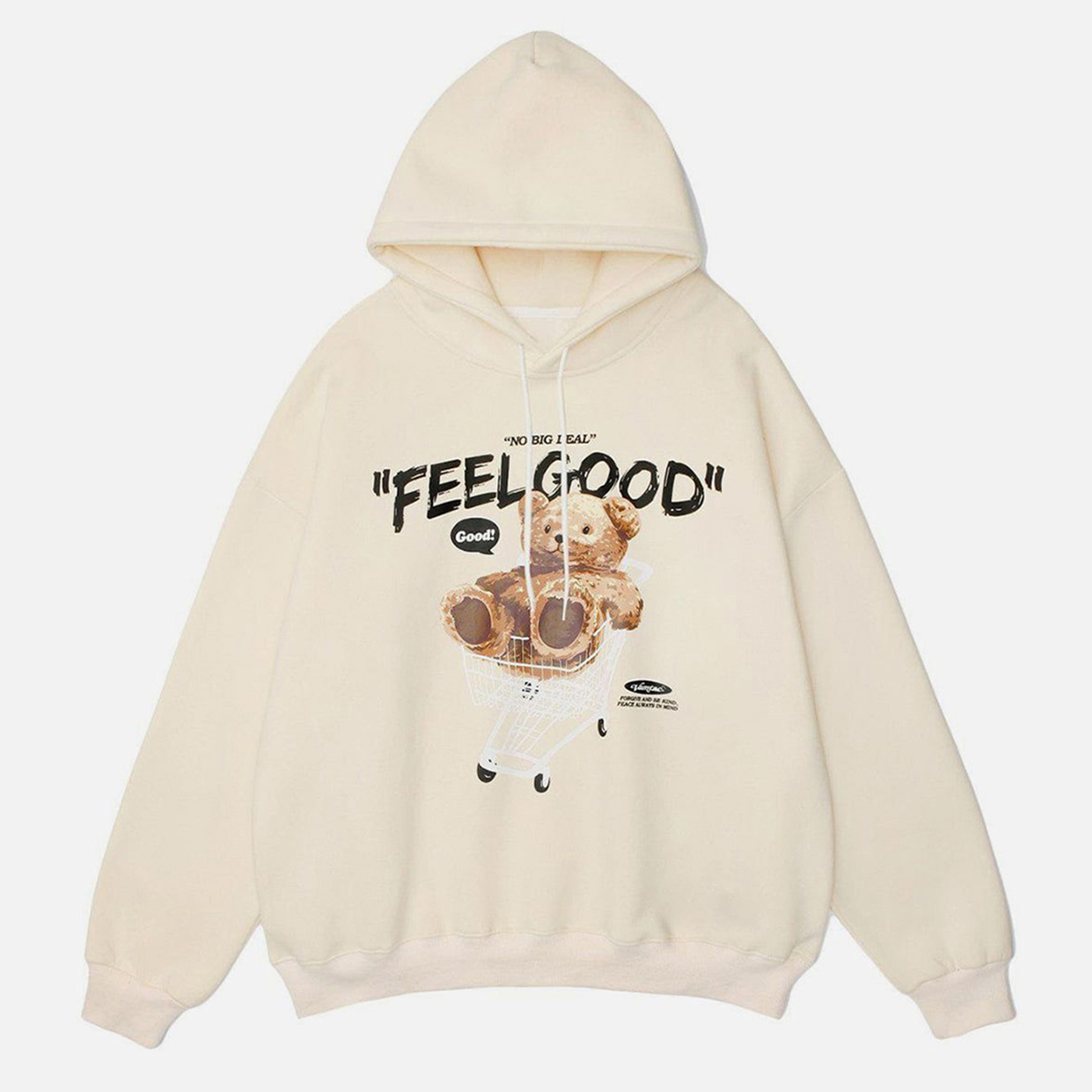 Bear Letter Shopping Cart Print Hoodie