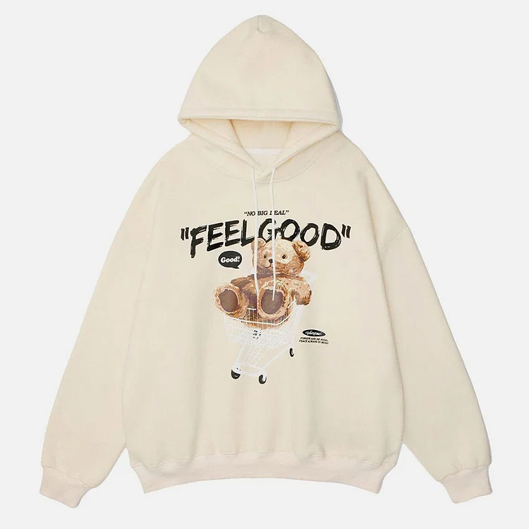 Sopula Feel Good Bear Graphic Print Pullover Hoodie