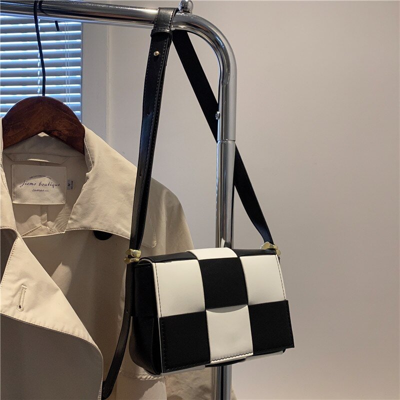 էѧӧܧ Small Weave Tote Female Underarm Shoulder Crossbody Bag 2022 Spring PU Leather Women's Designer Handbag Luxury Brand