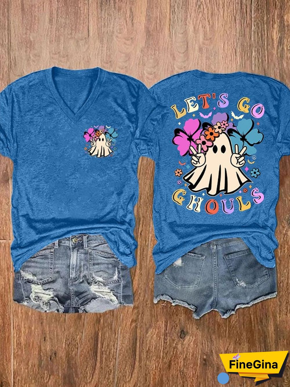 Women'S Let'S Go Ghouls Printed Short Sleeve T-Shirt