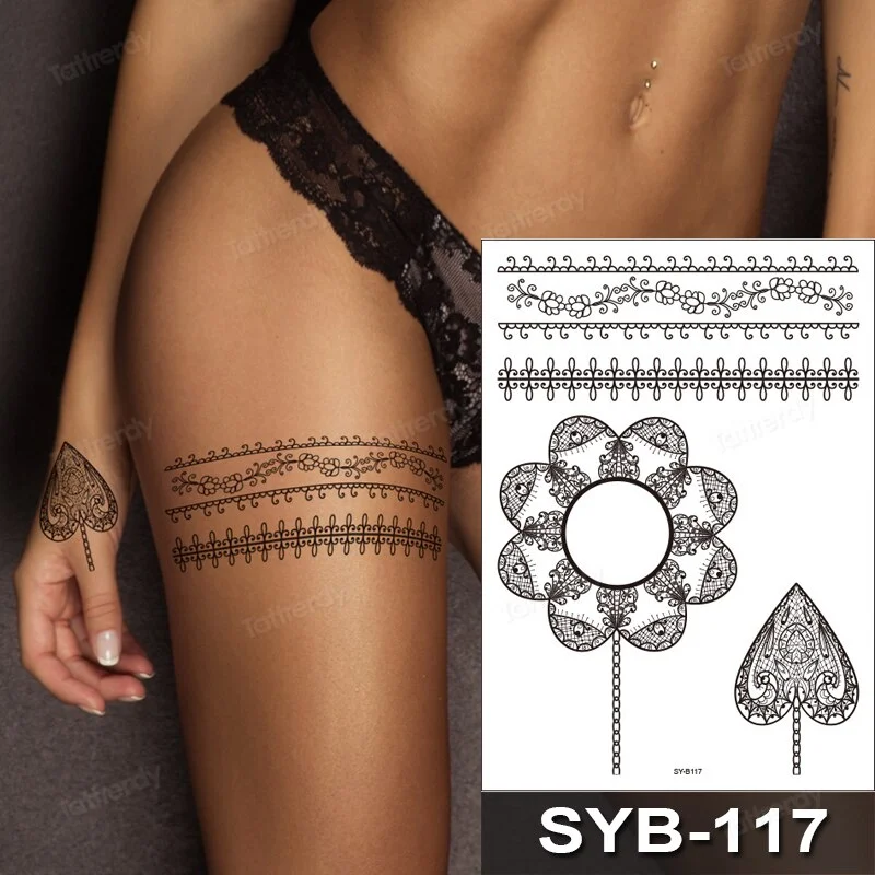 Sdrawing Temporary Tattoo Sticker Henna Mehndi Totem Flash Tatto Butterfly Flower Hand Fingers Body Art Arm Fake Tatoo Women