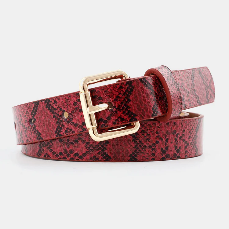 Vintage PU Leather Snake Pattern Buckle Belt