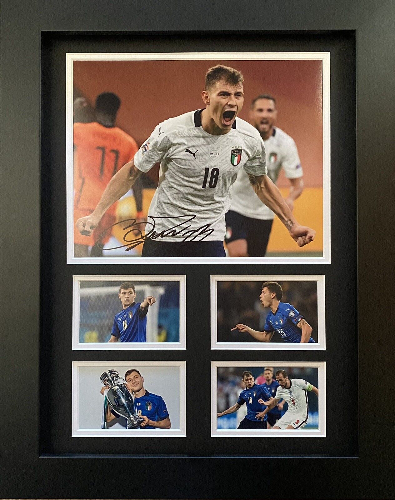 Nicolo Barella Hand Signed Inter Milan Photo Poster painting In 16x12 Frame Display, See Proof