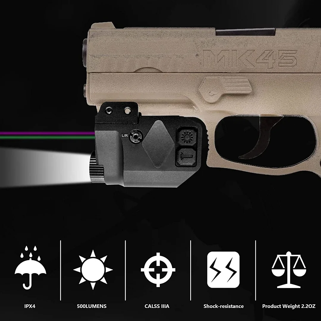 ohhunt® Purple and Green/Green and Red Laser Light Combo, 500 Lumens Laser Beams for Guns, Red Green Laser Sights with Weaponlight Tactical Strobe Handgun Lights