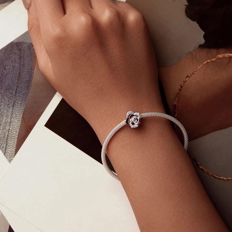 1 Piece 13*11mm 925 Sterling Silver Zircon Flower Pendant Beads Jewelry Accessories