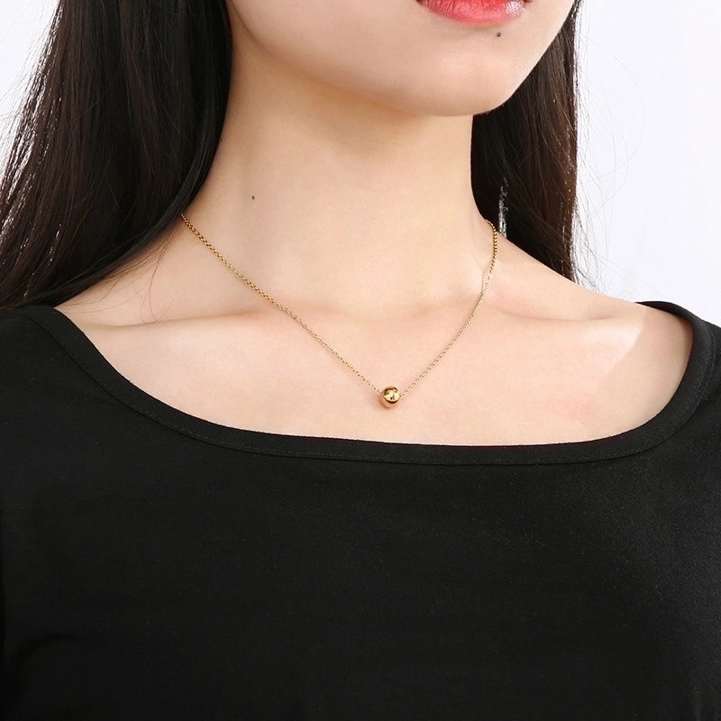 Stainless Steel Titanium Steel 18K Gold Plated Minimalist Plating Round Pendant Necklace