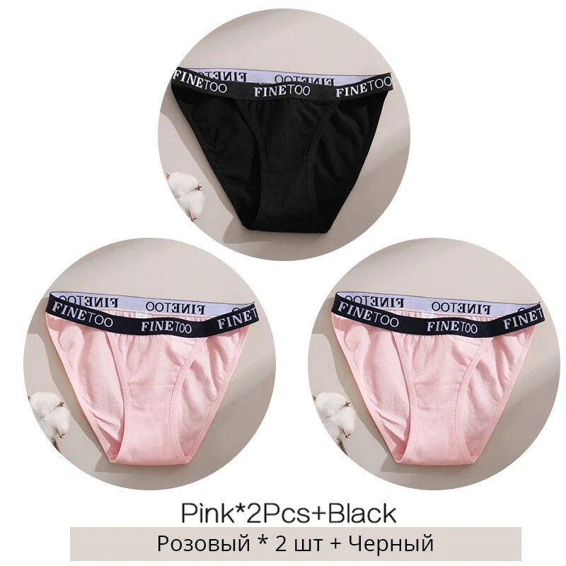 FINETOO M-XL Low Waist Underpants Women Letter Cotton Panties Soft Underwear Female Lingerie Ladies Briefs Girls Fashion Panty