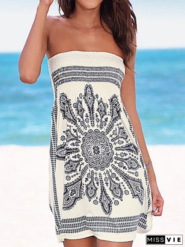 Women's Dresses Printed Tube Top Sleeveless Casual Dress