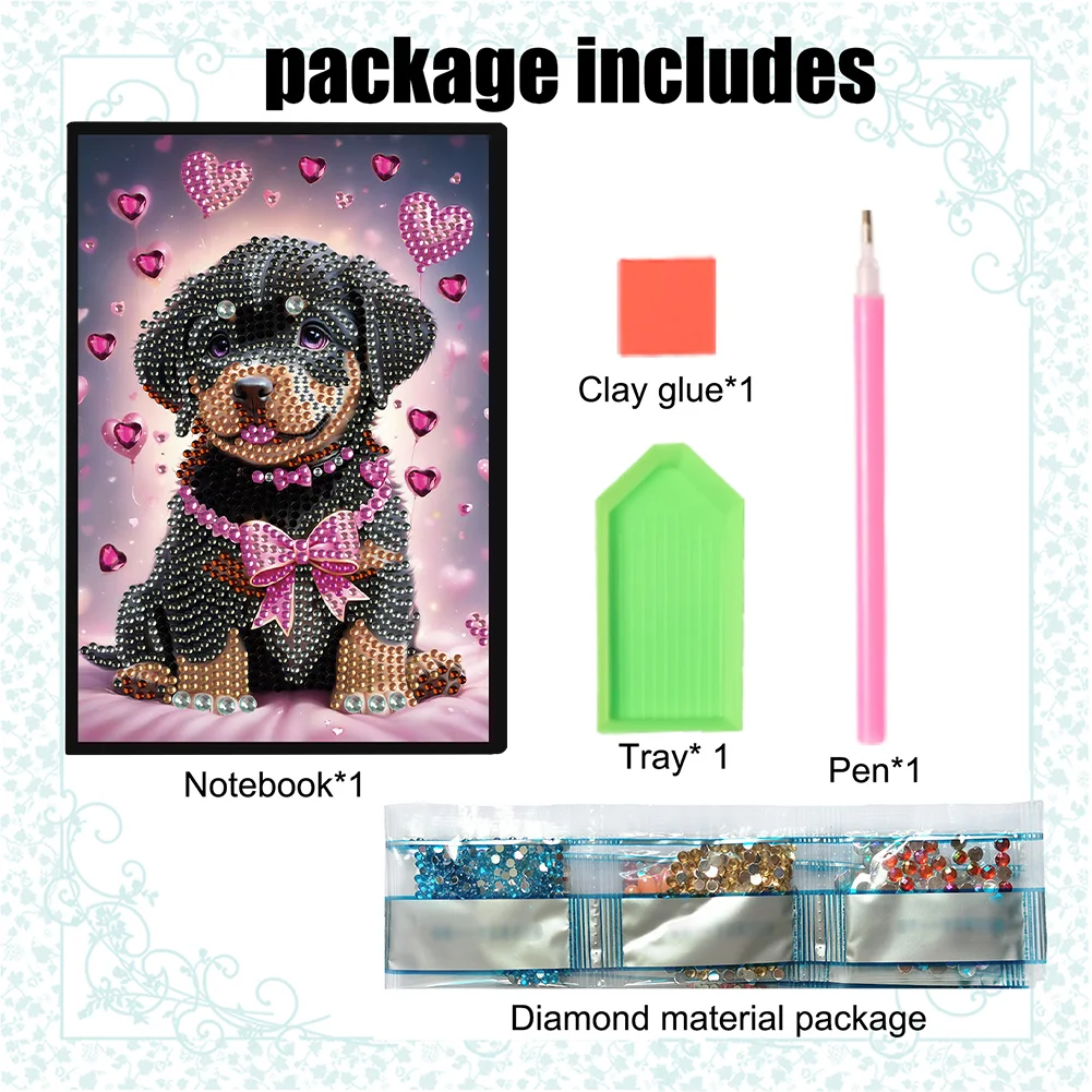 Puppy Special Shaped A5 5D DIY Diamond Art Painting Notebook Kit for Friends