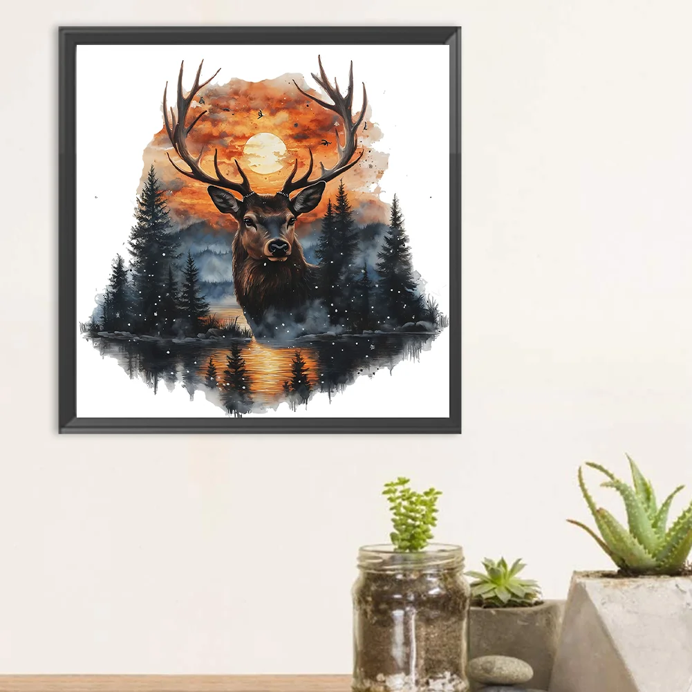 Diamond Painting - Full Round Drill - Forest Deer(Canvas|30*30cm)