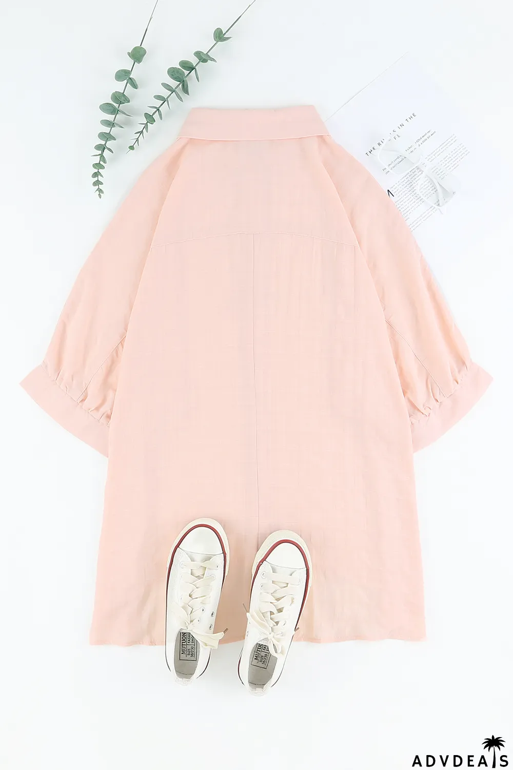 Pink Button Front Dolman Sleeves Shirt