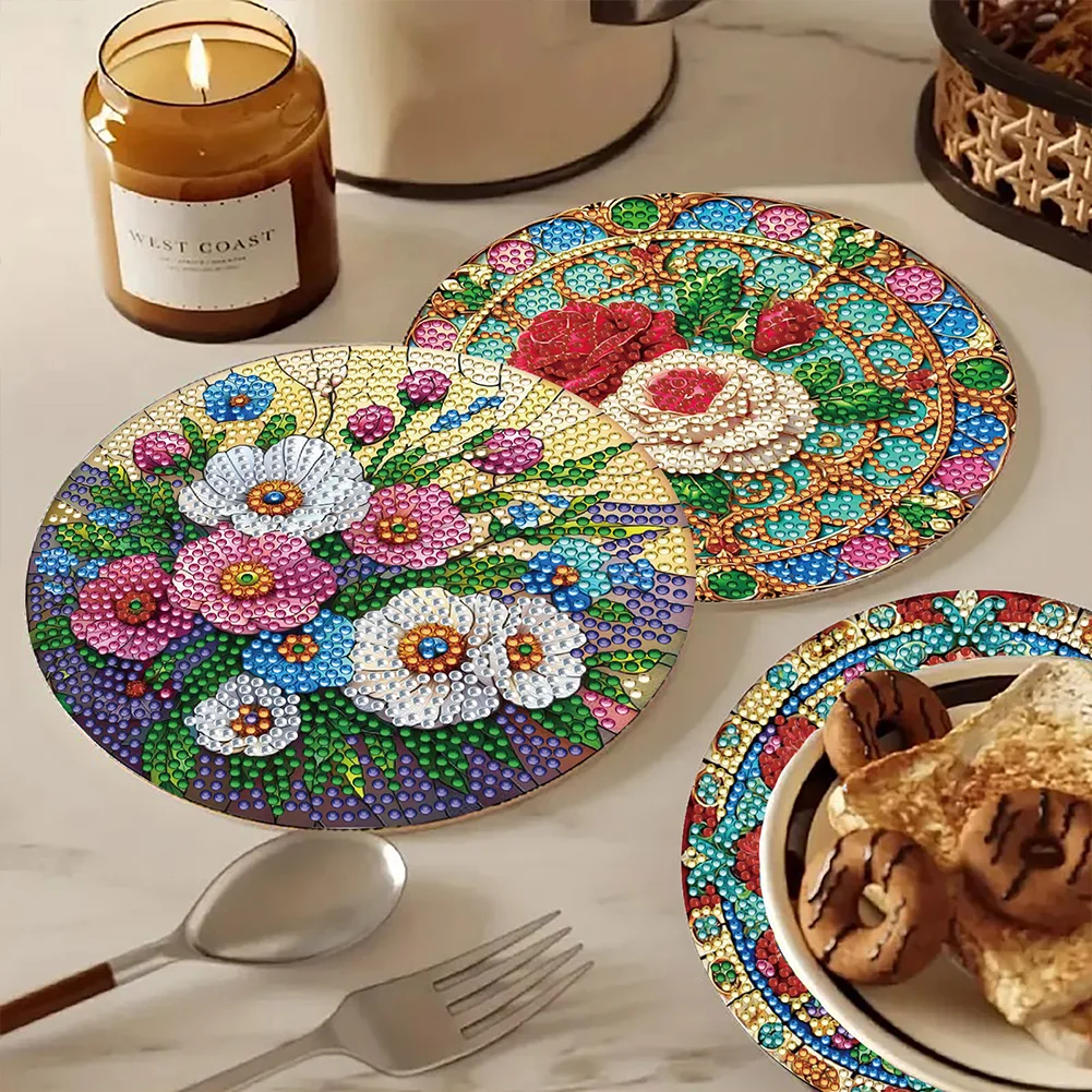 DIY Diamond Dot Kits Flowers Diamond Painting Placemats Projects for Beginner