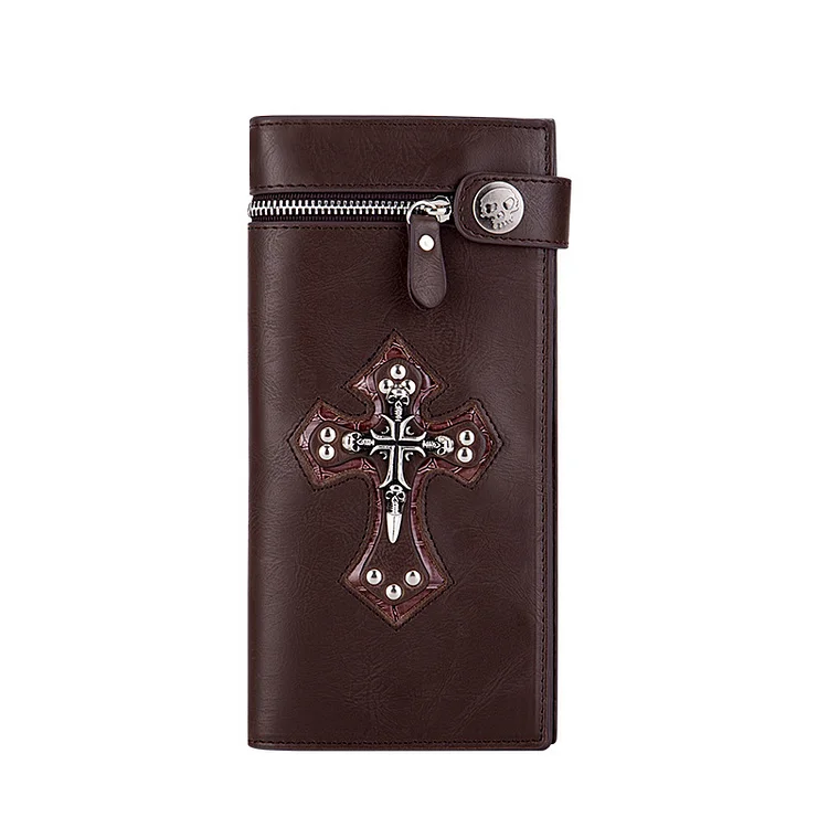 Punk Statement Cross Skull Chain PU Wallet