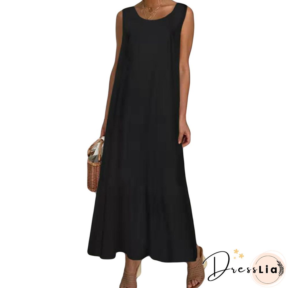 Solid Color Dress Sleeveless Plus-size Skirt White Dresses