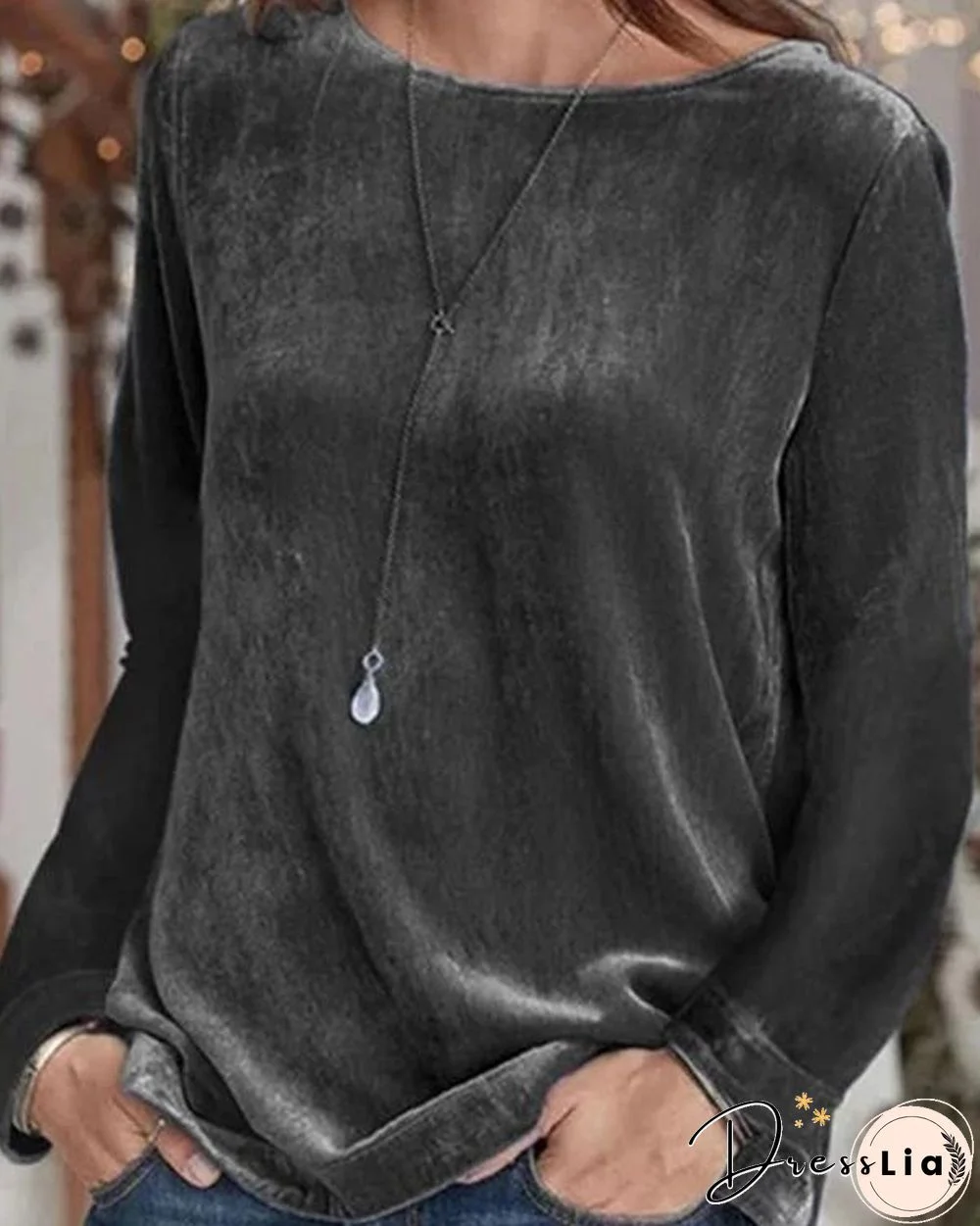 Plain Long Sleeve Casual Crew Neck Sweatershirts